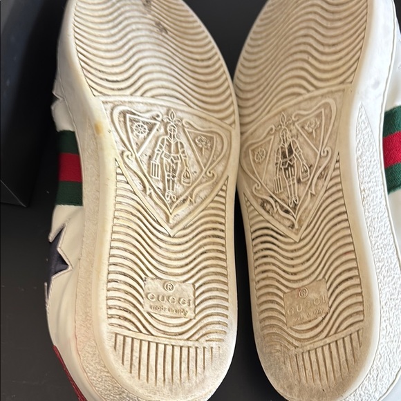 Gucci White Athletic Shoes with Red and Blue Stars - Picture 6 of 8